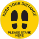 Picture of DURUS FLOOR SIGN ADHESIVE SOCIAL DISTANCE SHOW PRINTS CIRCULAR 350MM YELLOW/BLACK