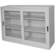 Picture of STEELCO GLASS SLIDING DOOR CUPBOARD 2 SHELF 1015 X 914 X 465MM WHITE SATIN