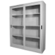 Picture of STEELCO GLASS SLIDING DOOR CUPBOARD 3 SHELVES 1830 X 1500 X 465MM SILVER GREY