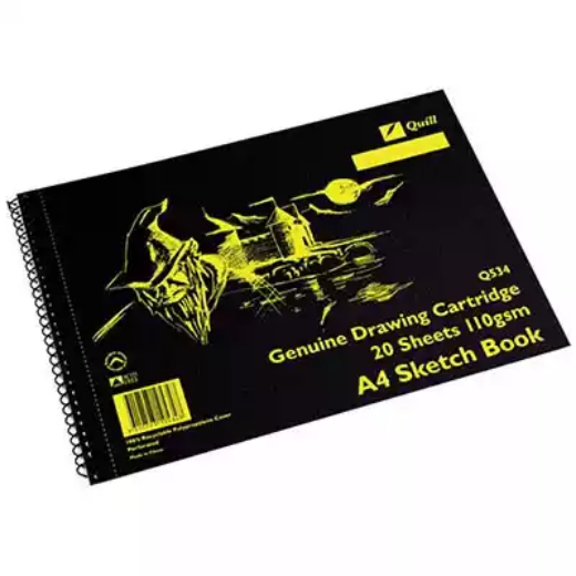 Picture of QUILL Q534 SKETCH BOOK PP SHORT BOUND 110GSM A4 210 X 297MM 20 SHEETS BLACK