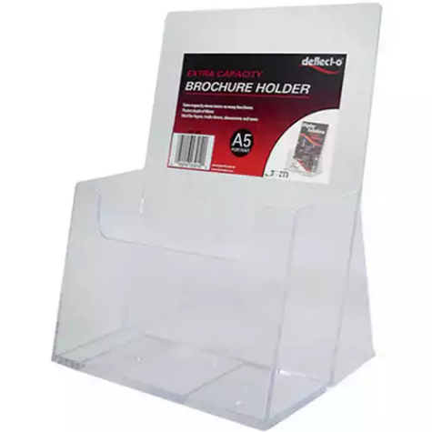 Picture of DEFLECTO BROCHURE HOLDER EXTRA CAPACITY FREE-STANDING A5 CLEAR