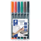 Picture of STAEDTLER 313 LUMOCOLOR PERMANENT MARKER BULLET SUPERFINE 0.4MM ASSORTED WALLET 6