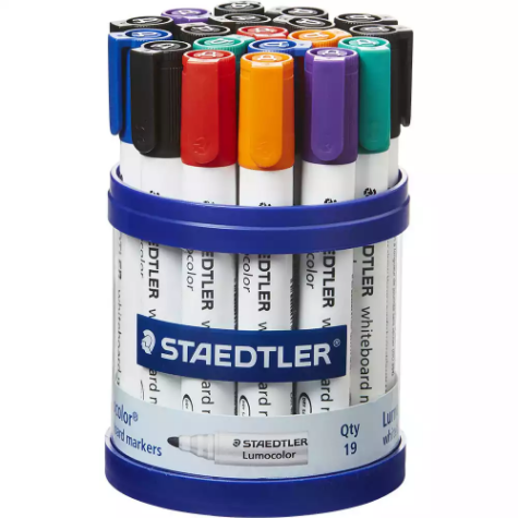 Picture of STAEDTLER 351 LUMOCOLOR WHITEBOARD MARKER BULLET ASSORTED CUP 19