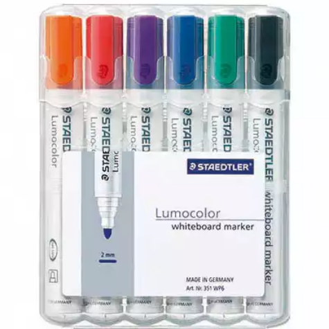 Picture of STAEDTLER 351 LUMOCOLOR WHITEBOARD MARKER BULLET ASSORTED WALLET 6