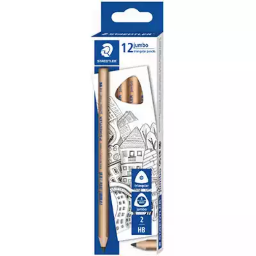 Picture of STAEDTLER 119 NATURAL JUMBO TRIANGULAR PENCILS HB PACK 12