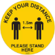 Picture of DURUS FLOOR SIGN ADHESIVE SOCIAL DISTANCE CIRCULAR 350MM YELLOW/BLACK