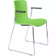 Picture of DAL ACTI CHAIR SLED BASE ARMS BLACK ARM-PADS AND CHROME FRAME GREEN POLYPROP SHELL