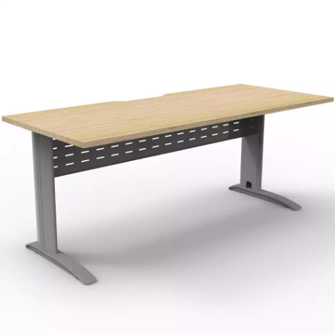 Picture of DELUXE RAPID SPAN STRAIGHT DESK WITH METAL MODESTY PANEL 1500 X 750 X 730MM SILVER/NATURAL OAK