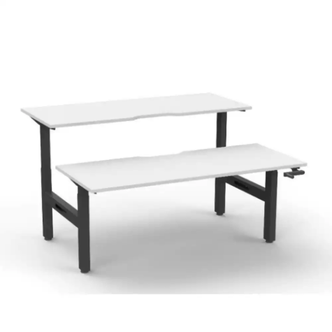 Picture of RAPIDLINE BOOST CRANK BACK TO BACK WORKSTATION 1200 X 1500 X 705MM NATURAL WHITE TOP AND BLACK SATIN FRAME