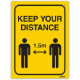Picture of DURUS WALL SIGN SOCIAL DISTANCE RECTANGLE 225 X 300MM BLACK/YELLOW
