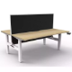 Picture of RAPIDLINE BOOST CRANK BACK TO BACK WORKSTATION WITH SCREEN 1200 X 1500 X 705MM NATURAL OAK TOP AND WHITE SATIN FRAME
