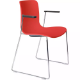 Picture of DAL ACTI CHAIR SLED BASE ARMS BLACK ARM-PADS AND CHROME FRAME RED POLYPROP SHELL