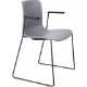 Picture of DAL ACTI CHAIR SLED BASE ARMS BLACK ARM-PADS AND BLACK POWDERCOAT FRAME LIGHT GREY POLYPROP SHELL