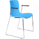 Picture of DAL ACTI CHAIR SLED BASE ARMS BLACK ARM-PADS AND CHROME FRAME OCEAN BLUE POLYPROP SHELL