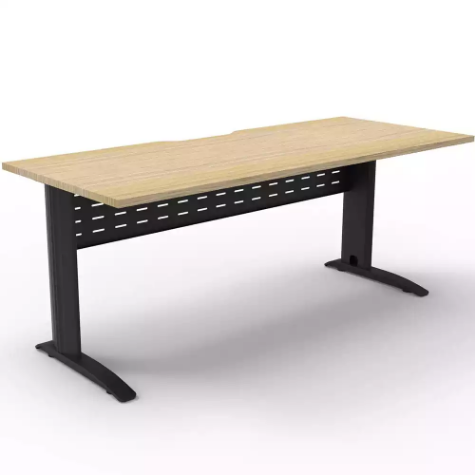 Picture of DELUXE RAPID SPAN STRAIGHT DESK WITH METAL MODESTY PANEL 1500 X 750 X 730MM BLACK/NATURAL OAK