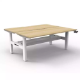 Picture of RAPIDLINE BOOST CRANK BACK TO BACK WORKSTATION WITH CABLE TRAY 1500 X 1500 X 705MM NATURAL OAK TOP AND WHITE SATIN FRAME