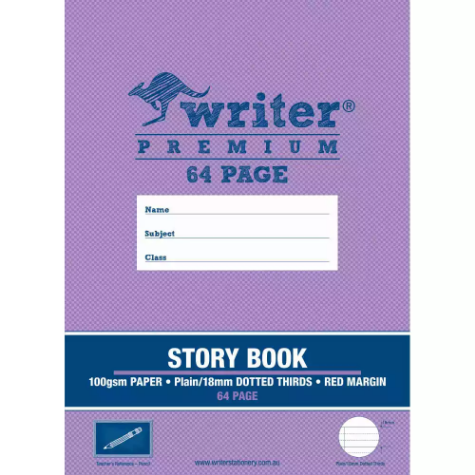Picture of WRITER PREMIUM STORY BOOK 18MM PLAIN/DOTTED THIRDS 100GSM 64 PAGE 330 X 240MM PENCIL