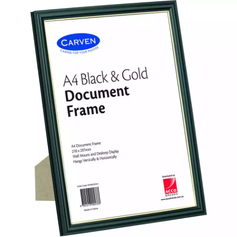 Picture of CARVEN DOCUMENT FRAME A4 BLACK/GOLD