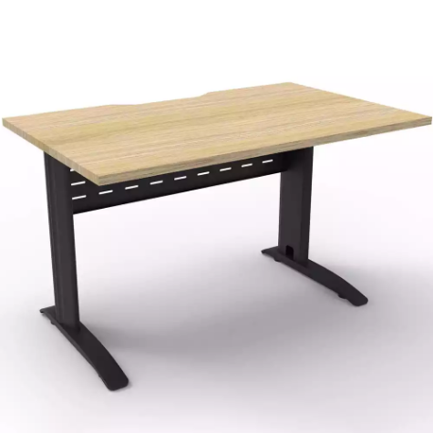 Picture of DELUXE RAPID SPAN STRAIGHT DESK METAL MODESTY PANEL 1200 X 750 X 730MM BLACK/NATURAL OAK