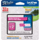 Picture of BROTHER TZE-MQP35 LABELLING TAPE 12MM WHITE ON BERRY PINK