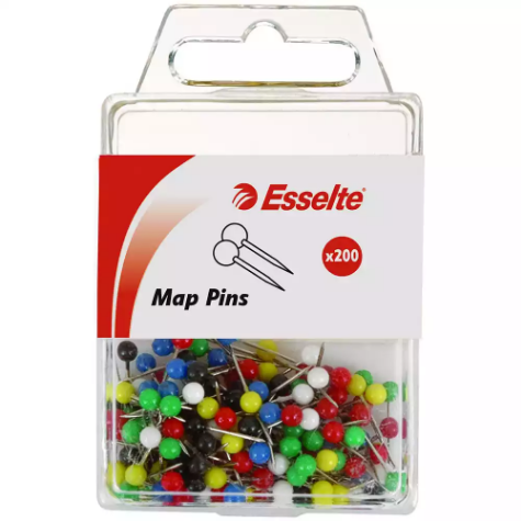 Picture of ESSELTE MAP PINS ASSORTED PACK 200
