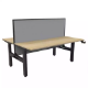 Picture of RAPIDLINE BOOST CRANK BACK TO BACK WORKSTATION WITH SCREEN 1800 X 1500 X 705MM NATURAL OAK TOP AND BLACK SATIN FRAME