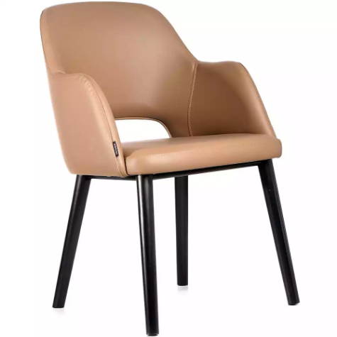 Picture of DURAFURN SORBET ARM CHAIR BLACK LEGS TAUPE VINYL SEAT