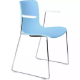 Picture of DAL ACTI CHAIR SLED BASE ARMS WHITE ARM-PADS AND CHROME FRAME PALE BLUE POLYPROP SHELL
