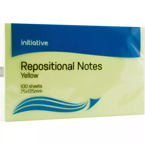 Picture of INITIATIVE REPOSITIONAL NOTES 75 X 125MM YELLOW PACK 12