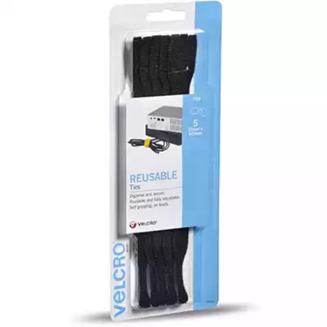 Picture of VELCRO BRAND ONE-WRAP REUSABLE TIES 25 X 200MM BLACK PACK 5