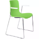 Picture of DAL ACTI CHAIR SLED BASE ARMS WHITE ARM-PADS AND CHROME FRAME GREEN POLYPROP SHELL