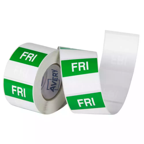 Picture of AVERY 937340 REMOVABLE DAY LABEL FRIDAY 40 X 40MM GREEN/WHITE BOX 500