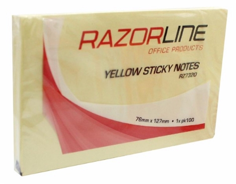 Picture of RAZORLINE STICKY NOTES 76 X 127MM YELLOW