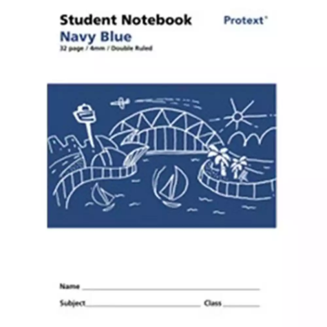 Picture of PROTEXT STUDENT BOOK (NAVY BLUE) 4MM DOUBLE RULED PORTRAIT 32PG