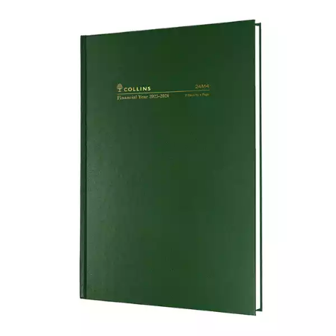 Picture of COLLINS 24M4.P40 FINANCIAL YEAR DIARY 2 DAYS TO PAGE A4 GREEN
