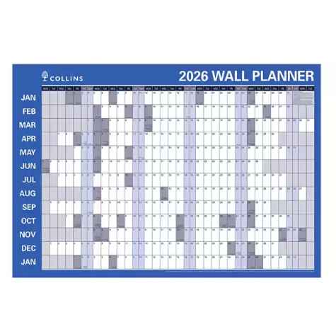 Picture of COLLINS YEAR PLANNER WP900D LAMINATED ROLL UP 686 X 990MM