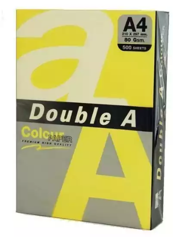 Picture of DOUBLE A COLOURS A4 COPY PAPER 80GSM LEMON PACK 500 SHEETS