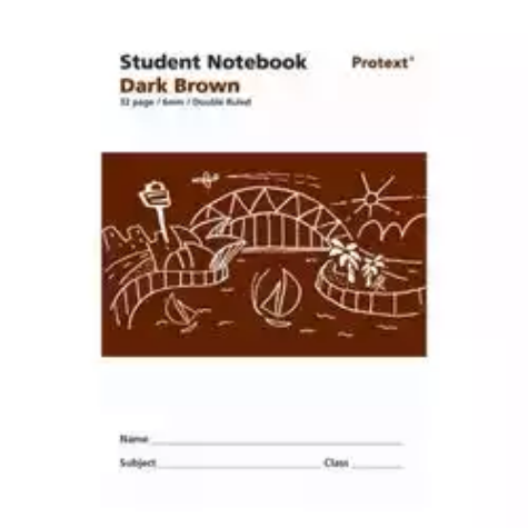 Picture of PROTEXT STUDENT BOOK (DARK BROWN) 6MM DOUBLE RULED / PLAIN PORTRAIT 32PG