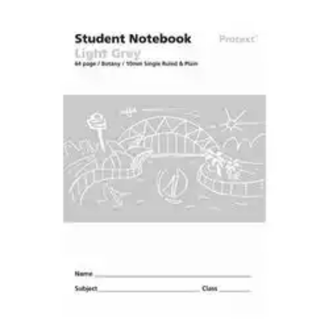 Picture of PROTEXT STUDENT BOOK (LIGHT GREY) 10MM SINGLE RULED / PLAIN PORTRAIT 64PG