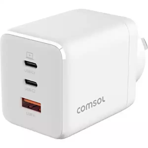 Picture of COMSOL GAN USB WALL CHARGER WITH 2 X USB-C AND USB-A