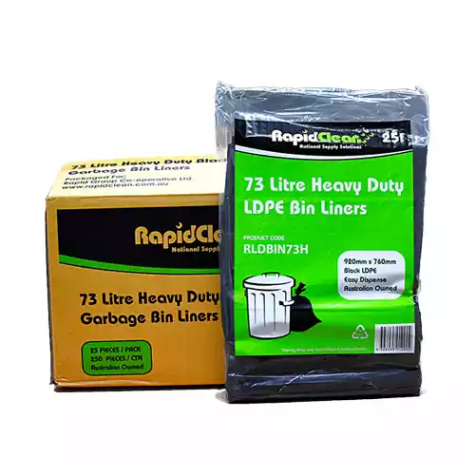 Picture of RAPIDCLEAN GARBAGE BAG HEAVY DUTY 73LT BLACK PACK 25