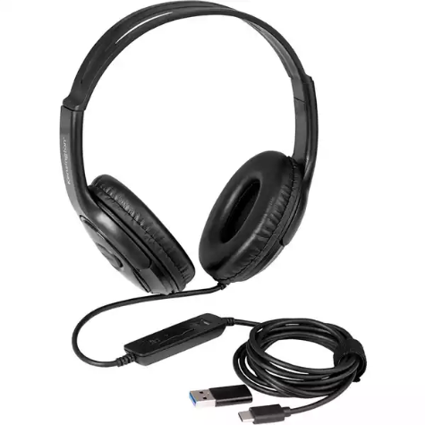 Picture of KENSINGTON USB-C HEADPHONES WITH USB-A ADAPTER BLACK
