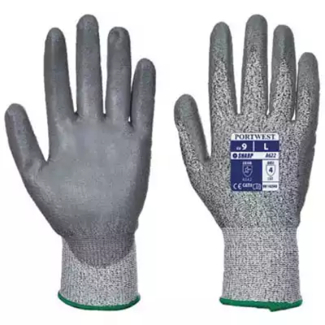 Picture of PORTWEST A622 CUT 5 PU PALM GLOVE GREY XXL