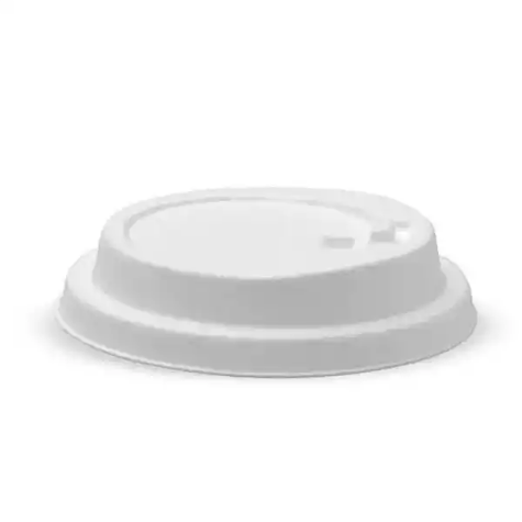 Picture of BIOPAK BIOCUP LID FIBRE RECLOSABLE PLANT 90MM LARGE WHITE PACK 50