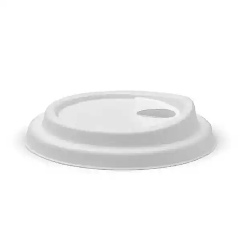 Picture of BIOPAK BIOCUP LID PLANT FIBRE STRAWLESS 90MM LARGE WHITE PACK 50