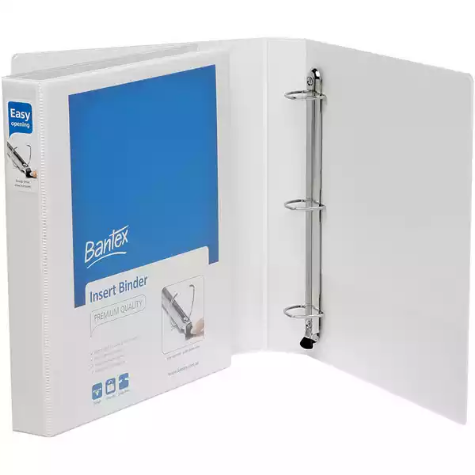 Picture of BANTEX PREMIUM PUSH LEVER INSERT RING BINDER PP 3R 25MM A4 WHITE