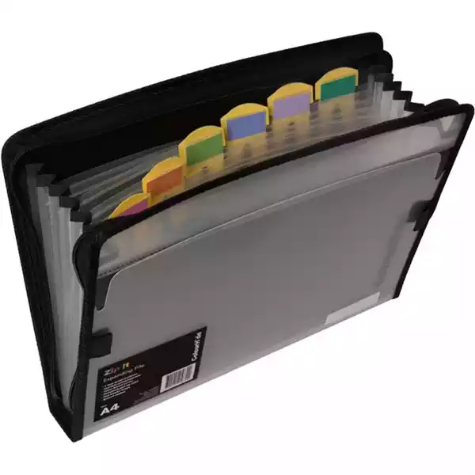 Picture of COLOURHIDE ZIPIT PP EXPANDING FILE 7 POCKET A4 BLACK