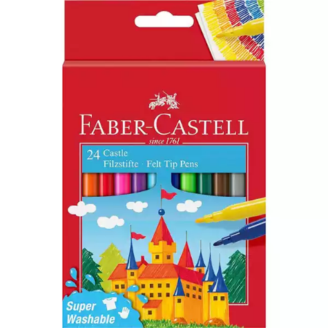 Picture of FABER-CASTELL CASTLE FELT-TIP COLOUR MARKERS ASSORTED PACK 24