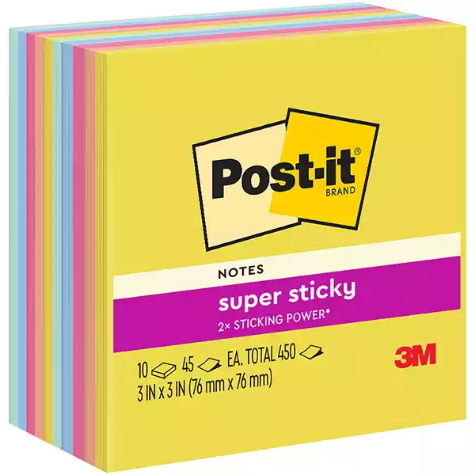 Picture of POST-IT 654-10SSJOY SUPER STICKY NOTES 76 X 76MM SUMMER JOY PACK 10