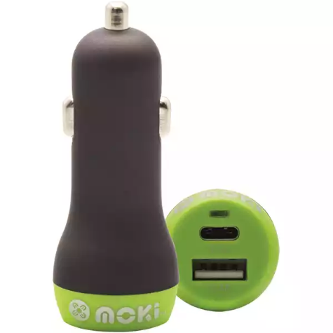 Picture of MOKI CAR CHARGER+ USB-A AND USB-C 3.0 BLACK